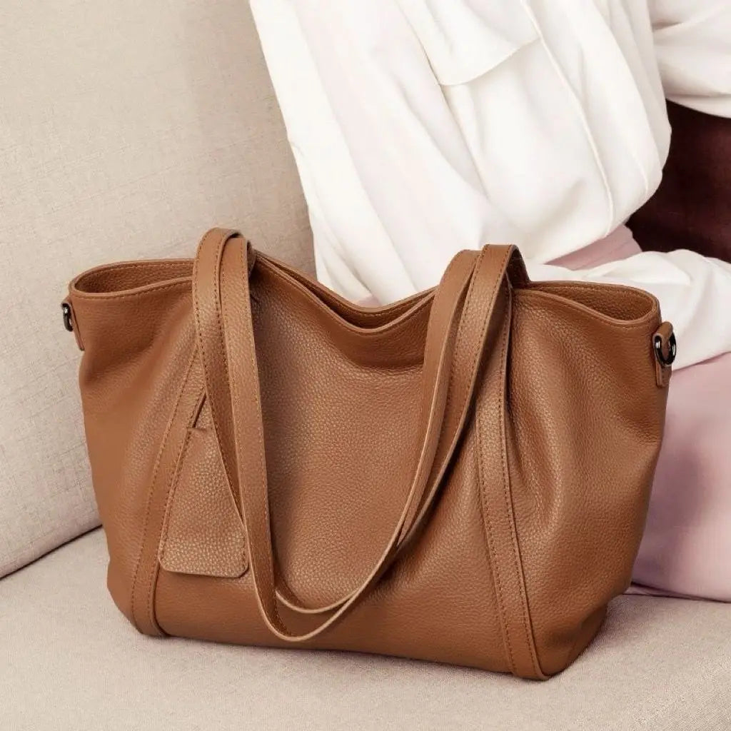 Genuine Leather Women's Large Tote Bag – Vintage Shoulder Handbag
