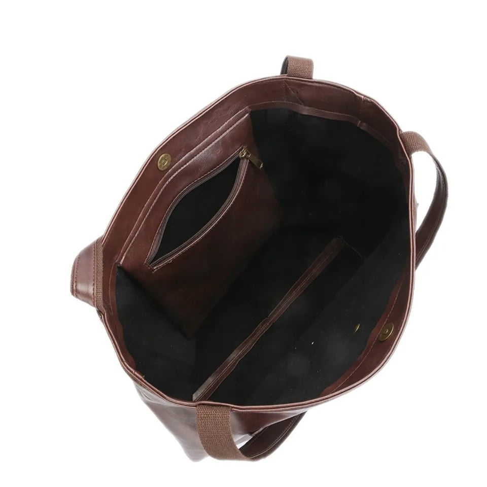 High Quality Oil Skin Leather Bucket Hand Bags