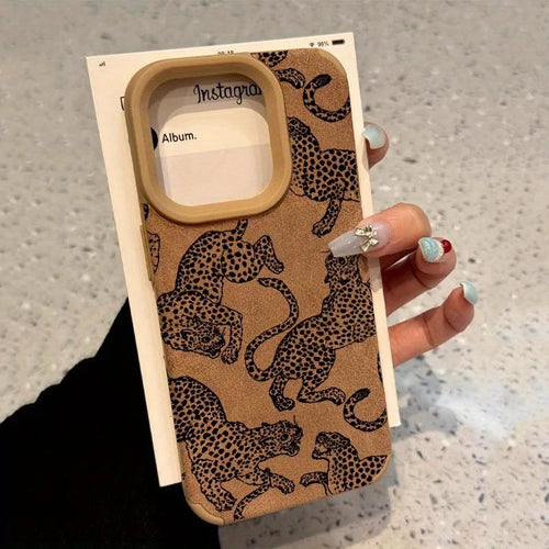 Leopard Print Leather iPhone Case – Vintage Wild Cat Design