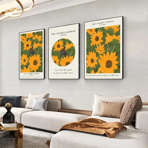 Cat & Sunflower Wall Art Poster – The Secret Garden Print