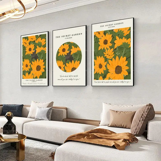 Cat & Sunflower Wall Art Poster – The Secret Garden Print