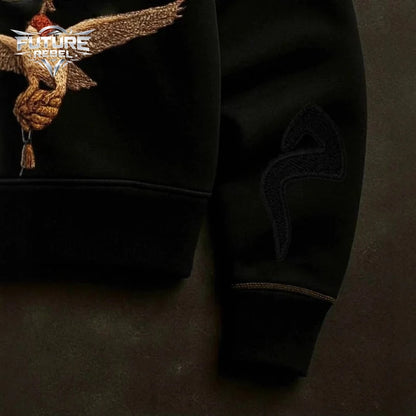 Falcon Print Zip-Up Hoodie – Y2K Unisex Streetwear Sweatshirt