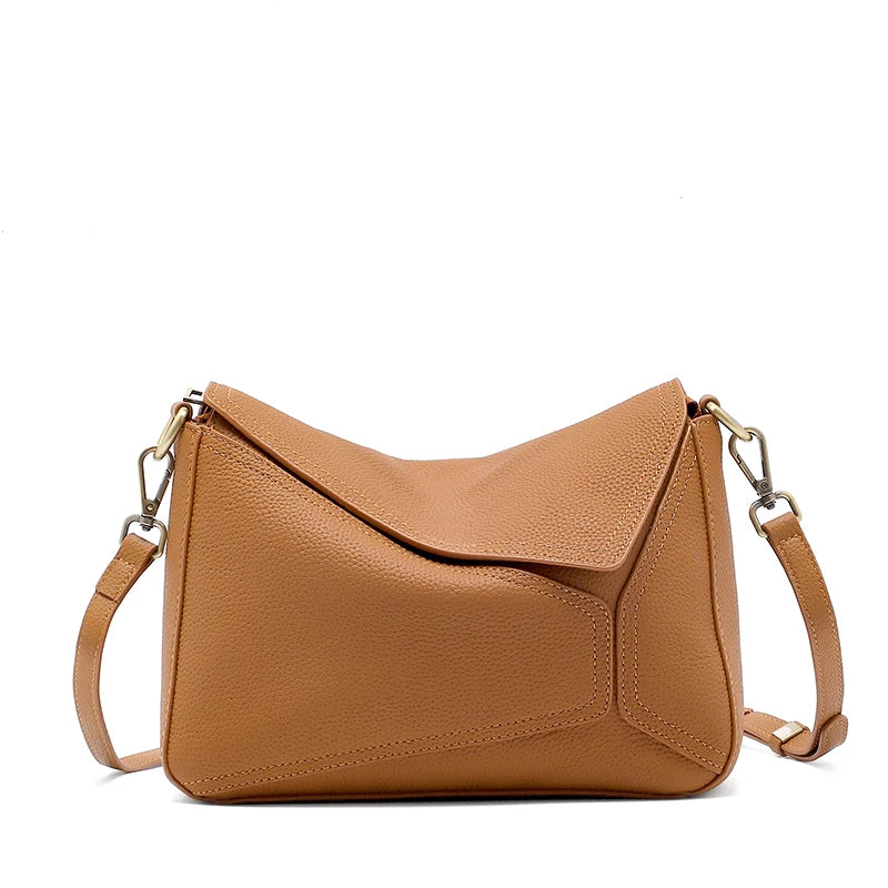 Genuine Cowhide Leather Shoulder Bag for Women – Soft Crossbody Tote