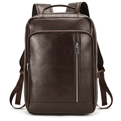 Genuine Leather Men's Backpack – Large Brown & Black