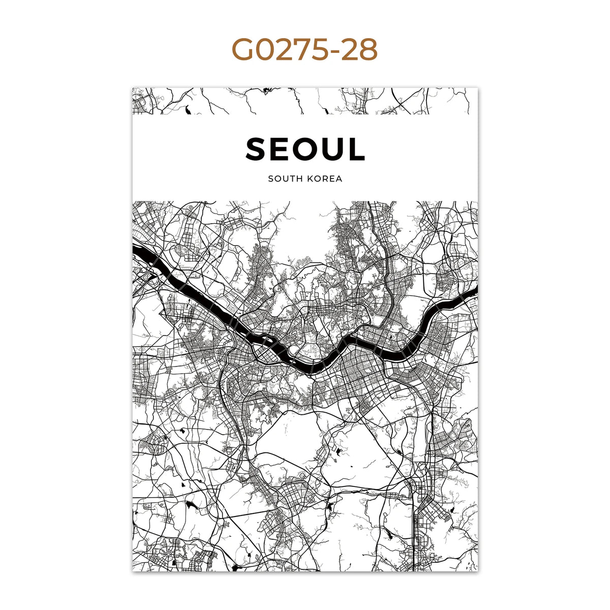 World City Map Wall Art Print – Black & White City Poster
