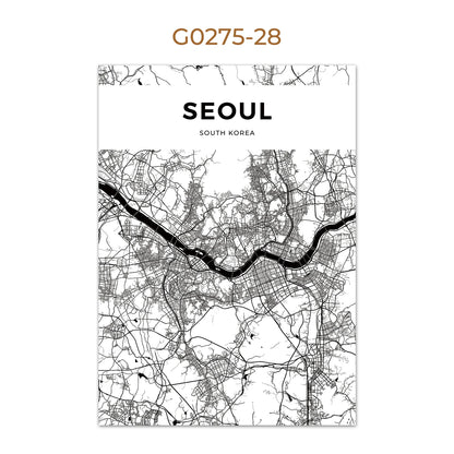 World City Map Wall Art Print – Black & White City Poster