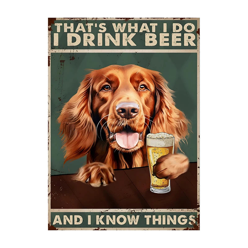Funny Dog Beer Poster – That's What I Do I Drink Beer Wall Art