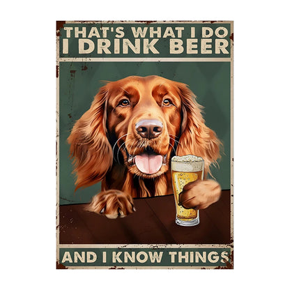 Funny Dog Beer Poster – That's What I Do I Drink Beer Wall Art
