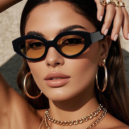 Vintage Cat Eye Sunglasses – Oval Punk Shades for Women