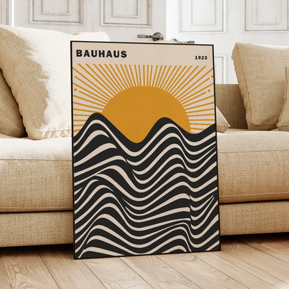 Bauhaus 1923 Sun & Wave Wall Art Poster – Nordic Geometric Print