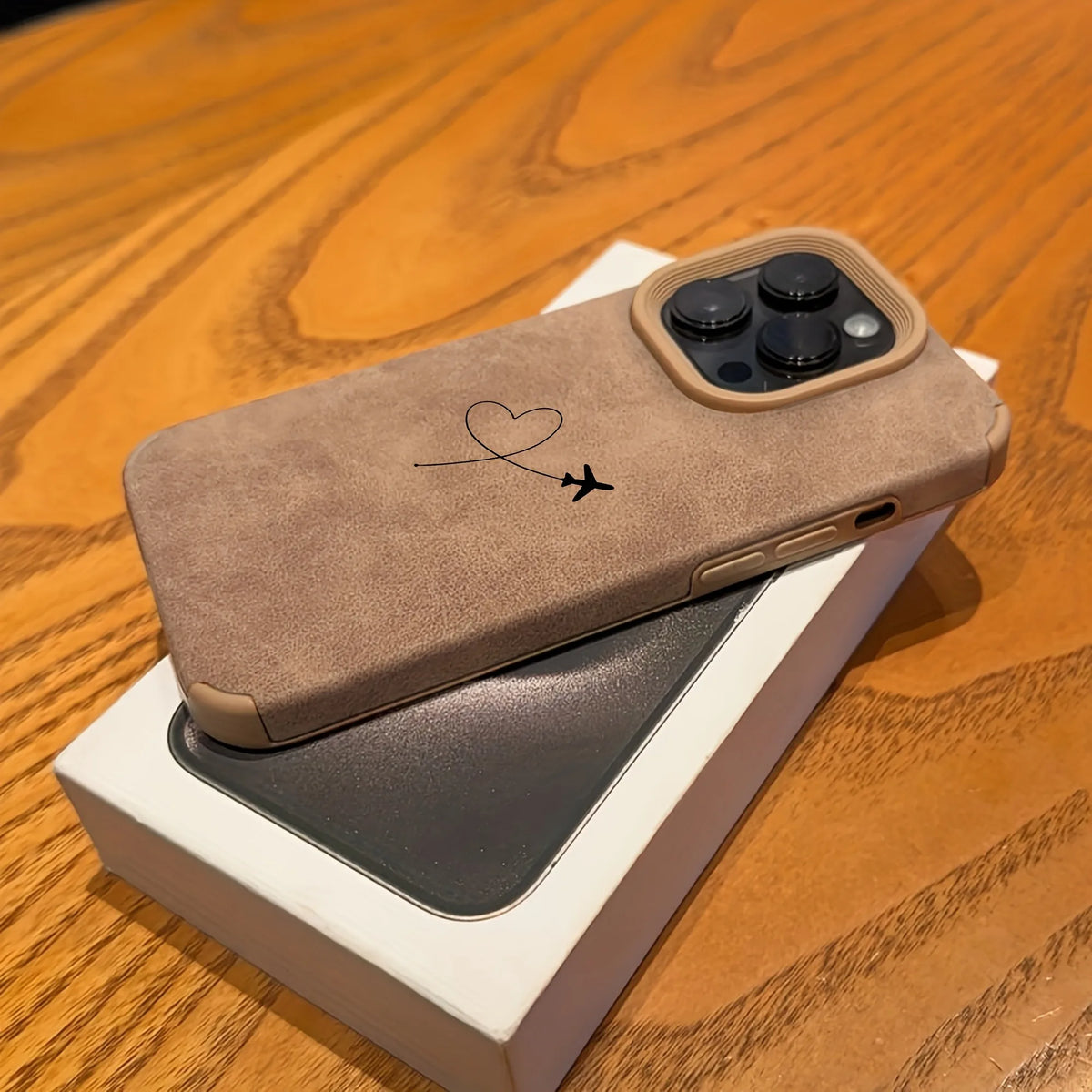 Airplane Heart Faux Leather iPhone Case – Cute Travel Design