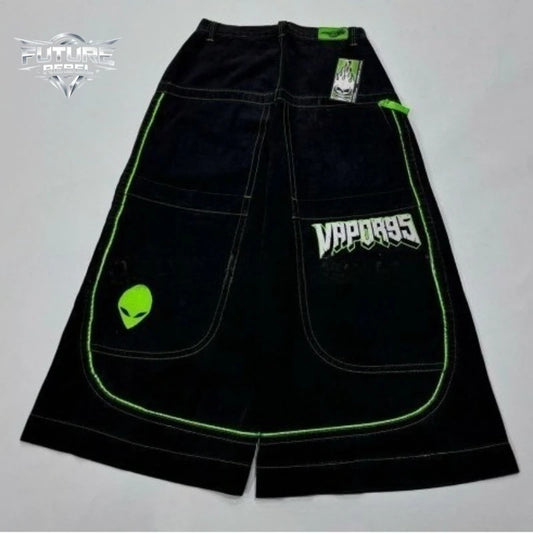 Y2K Wide Leg Baggy Jeans – Alien Graphic Men's Streetwear Denim