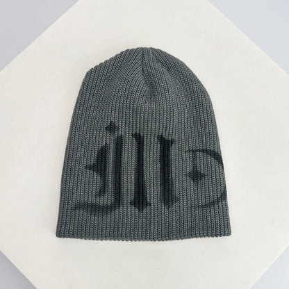 Gothic Knit Beanie – Y2K Dark Aesthetic Winter Hat
