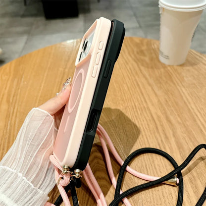 MagSafe Lanyard iPhone Case Candy Color Crossbody Necklace