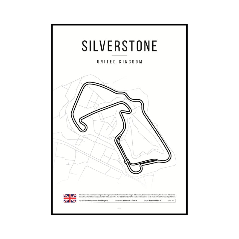 F1 Race Track Map Poster – Formula 1 Circuit Wall Art Print