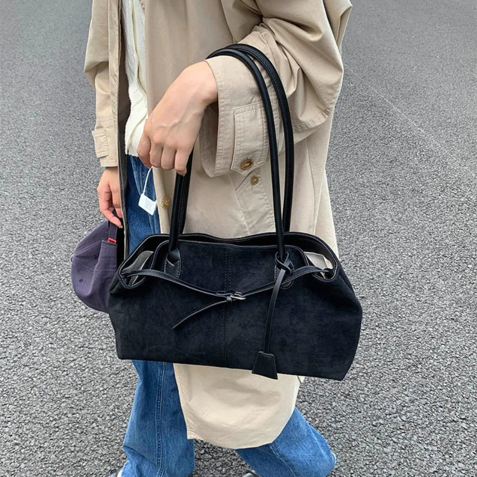 New Winter Solid Color Pu Leather Handbag Designer Shoulder Bags