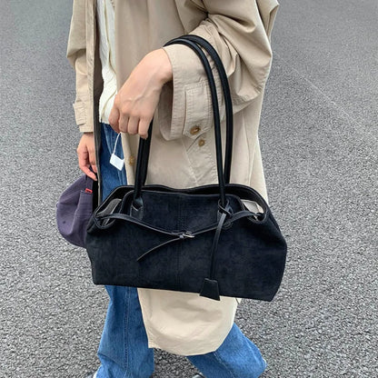 New Winter Solid Color Pu Leather Handbag Designer Shoulder Bags