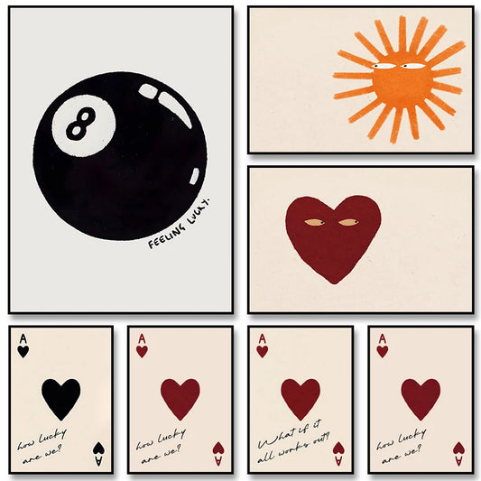 8-Ball Feeling Lucky Minimalist Wall Art Poster