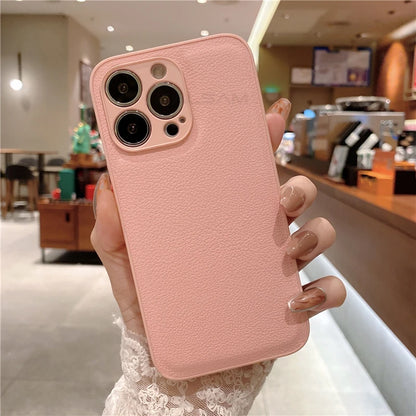 Leather Texture Silicone iPhone Case – Slim & Stylish
