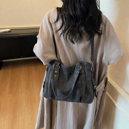 Large Suede Shoulder Bag – Women's Luxury Commuter Tote