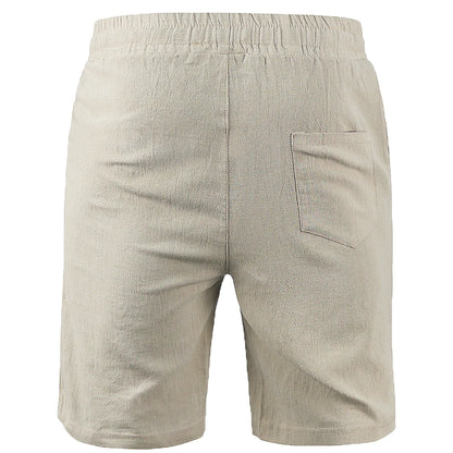 Men's Cotton Linen Shorts Breathable Drawstring Summer Pants