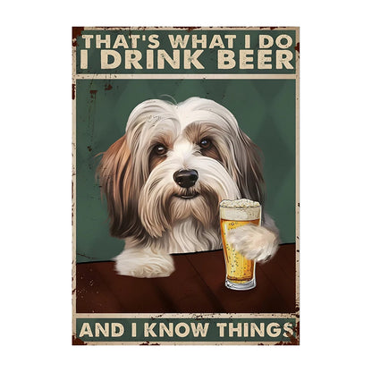 Funny Dog Beer Poster – That's What I Do I Drink Beer Wall Art