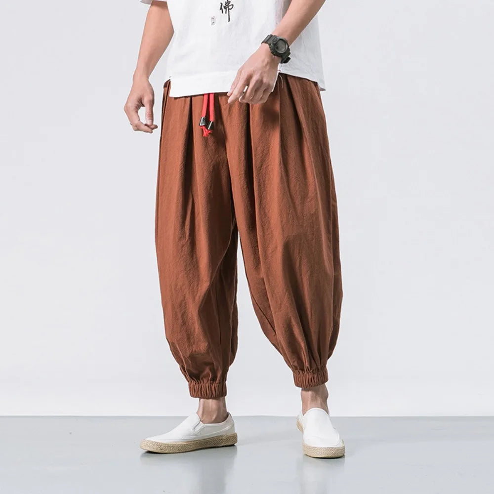 Men's Cotton Linen Harem Pants – Chinese Style Joggers