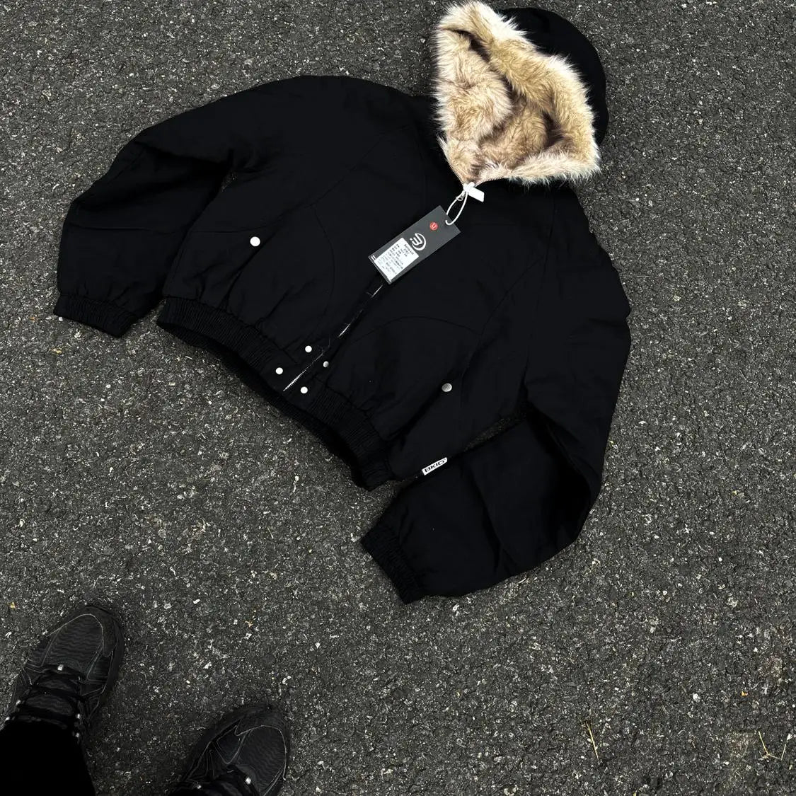 Oversized Lamb Fleece Winter Jacket with Fur Collar Hood