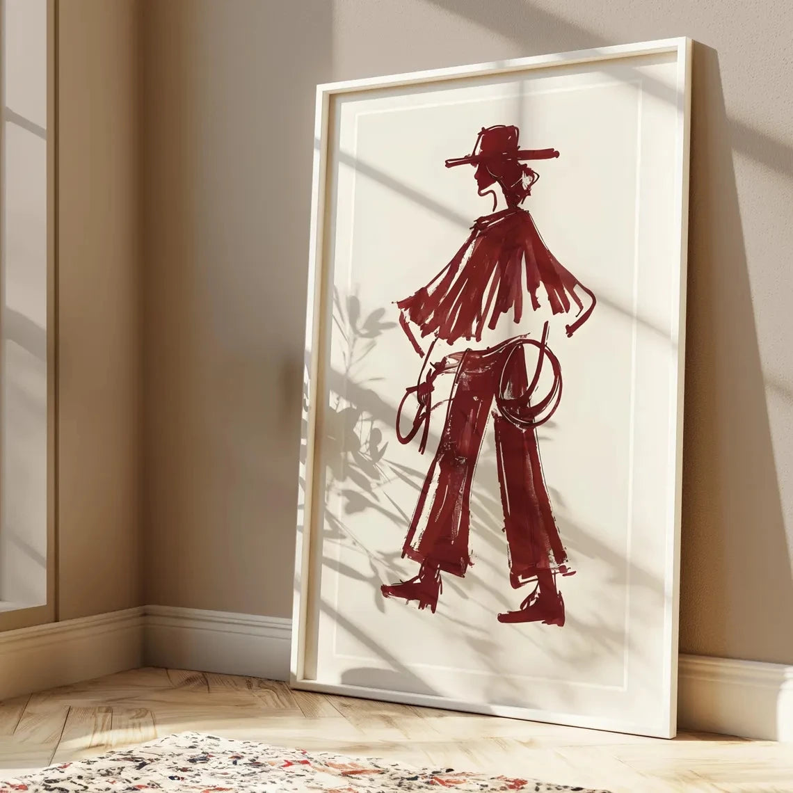 Burgundy Cowgirl Wall Art Print – Western Poster Decor