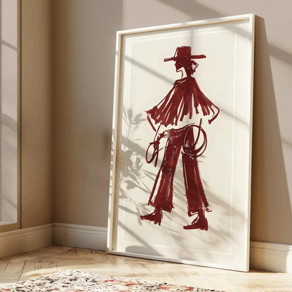 Burgundy Cowgirl Wall Art Print – Western Poster Decor