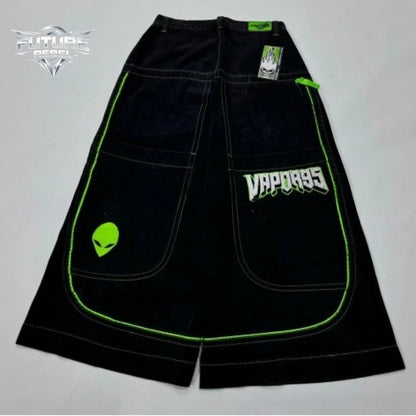 Y2K Wide Leg Baggy Jeans – Alien Graphic Men's Streetwear Denim
