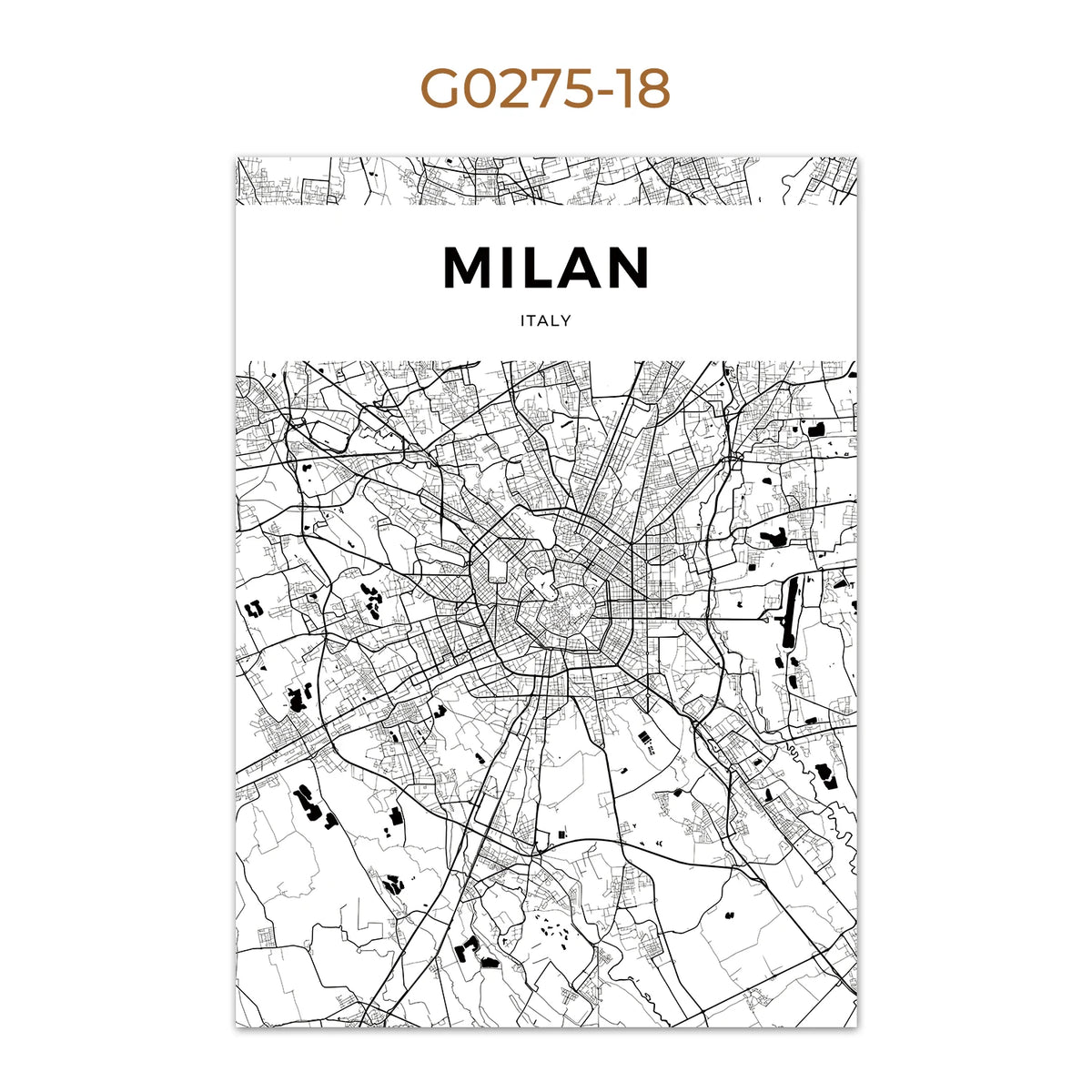 World City Map Wall Art Print – Black & White City Poster