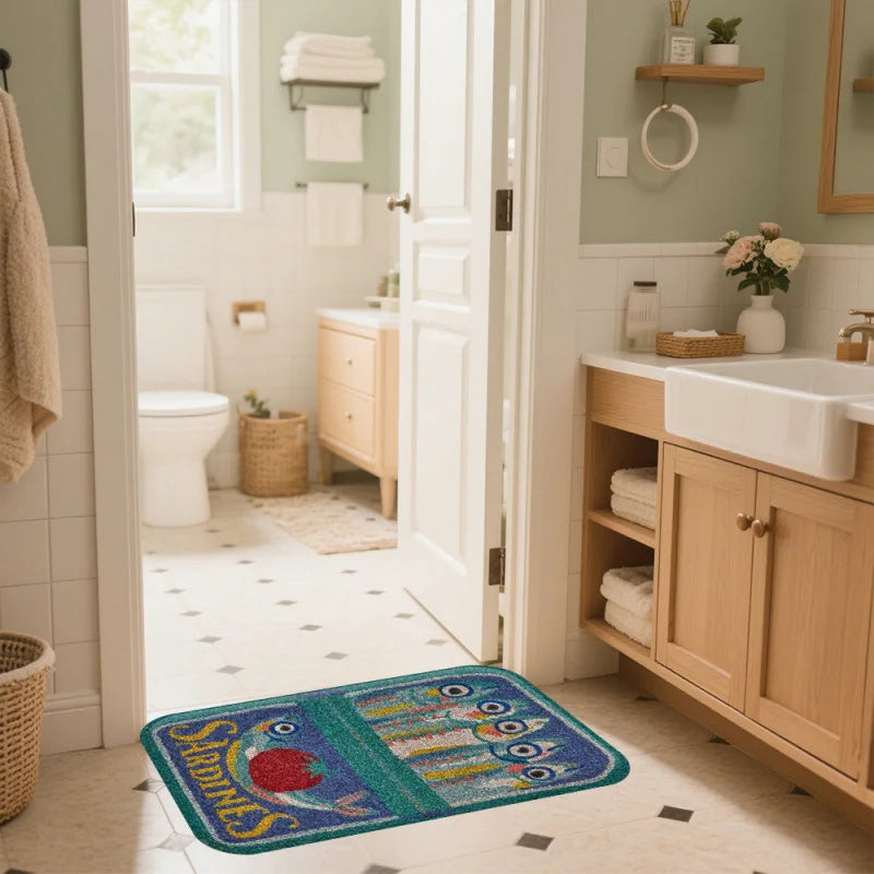 Sardines Welcome Door Mat – Soft Non-Slip Entryway Rug