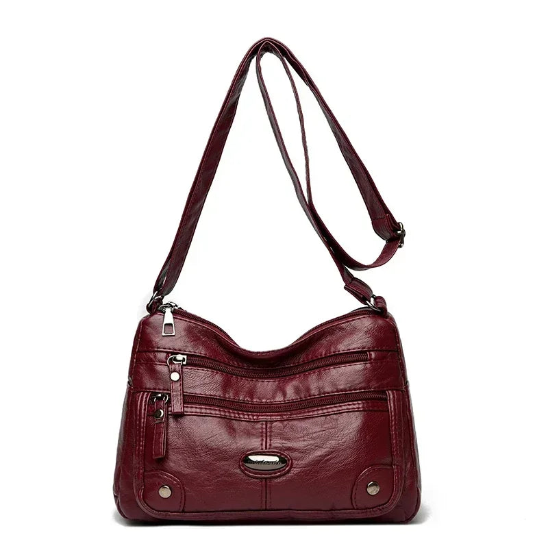 Leather Versatile Double Layer Retro High Quality Luxury Crossbody Bags