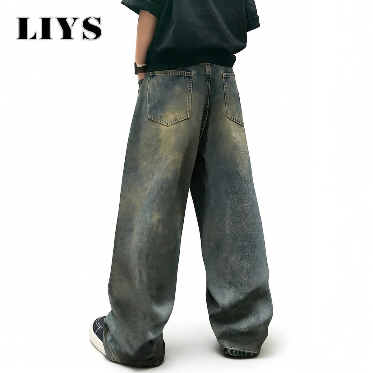 Men's Oversized Baggy Wide Leg Jeans – Light Blue Retro