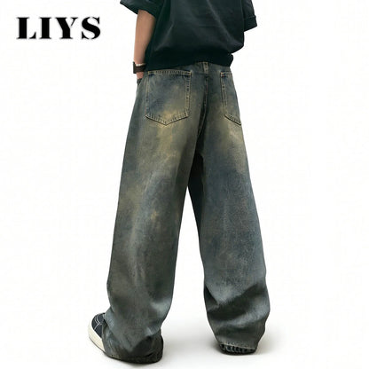 Men's Oversized Baggy Wide Leg Jeans – Light Blue Retro