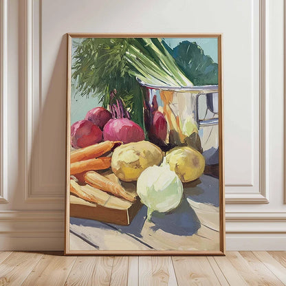 Rustic Kitchen Still Life Poster Vintage Bread Art Print Canvas Oil Painting Style Wall Picture