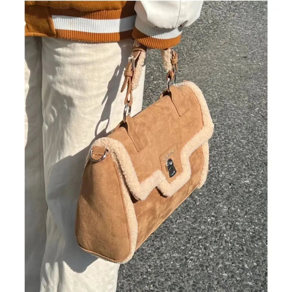 Vintage Brown Tote Bag Women Autumn Winter