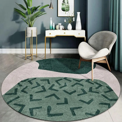 Round Geometric Rug – Nordic Style Living Room & Bedroom Carpet