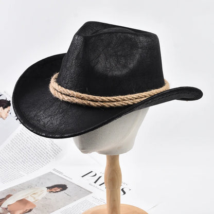 Vintage Western Cowboy Hat with Rope Band – Unisex
