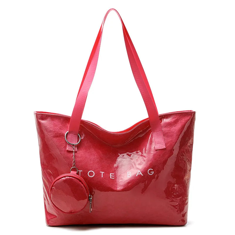 PVC Kraft Paper Tote Bag with Matching Purse