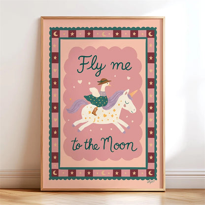 Boho Kids Wall Art Poster – Unicorn Motivational Print for Nursery & Girls Room