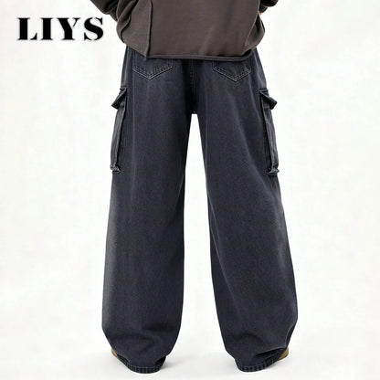 Baggy Cargo Jeans Men – Wide Leg Multi-Pocket Washed Denim