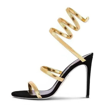 Eilyken Spiral Wrap Ankle Strap Stiletto Sandals – Women's Open Toe Heels