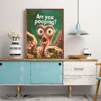 Funny Cow Poster – Are You Pooping? Farm Animal Bathroom Art