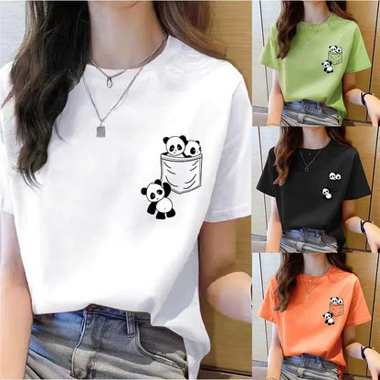 Panda Pocket Graphic T-Shirt for Women – Cute Summer Tee