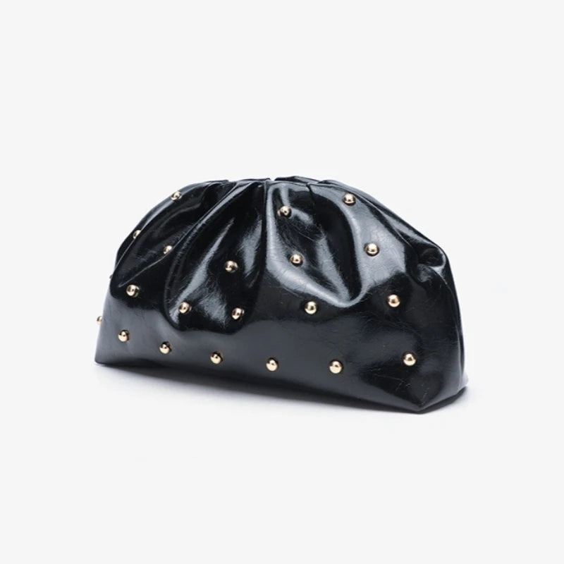 Rivet Cloud Clutch Bag for Women – Glossy Pouch Handbag