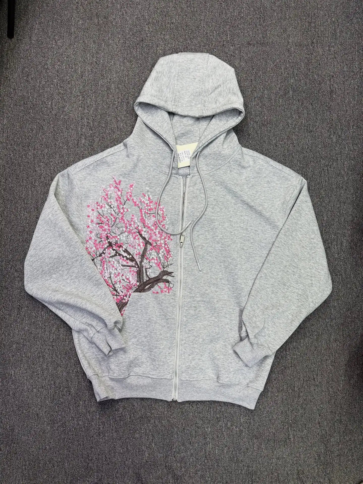 Harajuku Cherry Blossom Zipper Hoodie Jacket – Women's Street Style