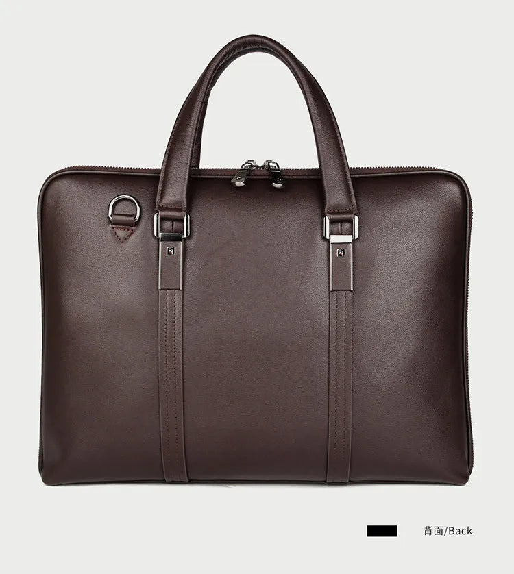 Genuine Leather Men's Briefcase – 15.6" Laptop & Business Bag