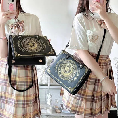 Y2K Korean Gothic Square Black Shoulder Bag